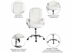 Chaise De Bureau Karen Elevable Et Fauteuil Inclinable En Simili Cuir Blanc 8 Chaise De Bureau Karen Elevable Et Fauteuil Inclinable En Simili Cuir Blanc -mobilier de bureau Shop siege de bureau 9906995
