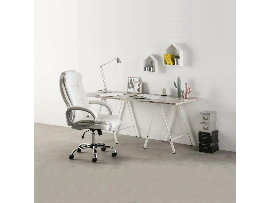 Chaise De Bureau Karen Elevable Et Fauteuil Inclinable En Simili Cuir Blanc 5 Chaise De Bureau Karen Elevable Et Fauteuil Inclinable En Simili Cuir Blanc – Image 5