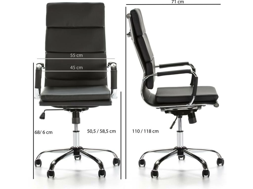 Fauteuil De Bureau Morgan Inclinable Noir, Cuir Synthétique 3 Fauteuil De Bureau Morgan Inclinable Noir, Cuir Synthétique – Image 3