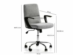 Fauteuil De Bureau Relevable Teo Matelassé Avec Tissu Gris Clair -mobilier de bureau Shop siege de bureau 9907055