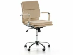 Fauteuil De Bureau Fenix Inclinable Taupe, Cuir Synthétique