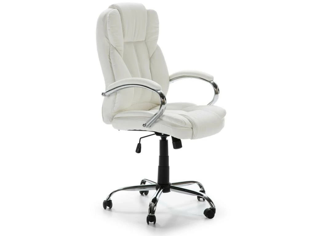 Fauteuil De Bureau à Hauteur Réglable Et Inclinable Nixon Similicuir Blanc 1 Fauteuil De Bureau à Hauteur Réglable Et Inclinable Nixon Similicuir Blanc